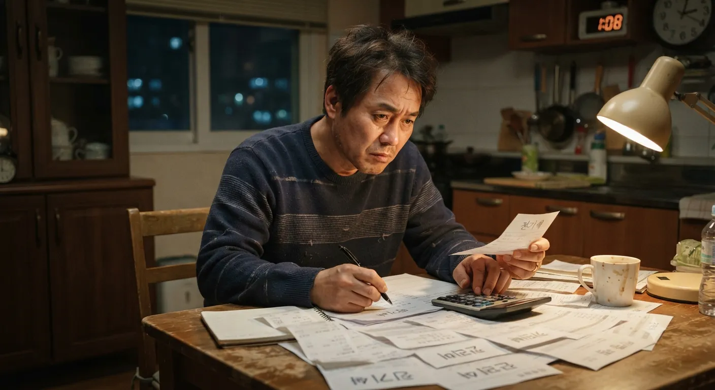 간병보험 치매간병비 부담을 계산해보는 한국인 남자의 모습