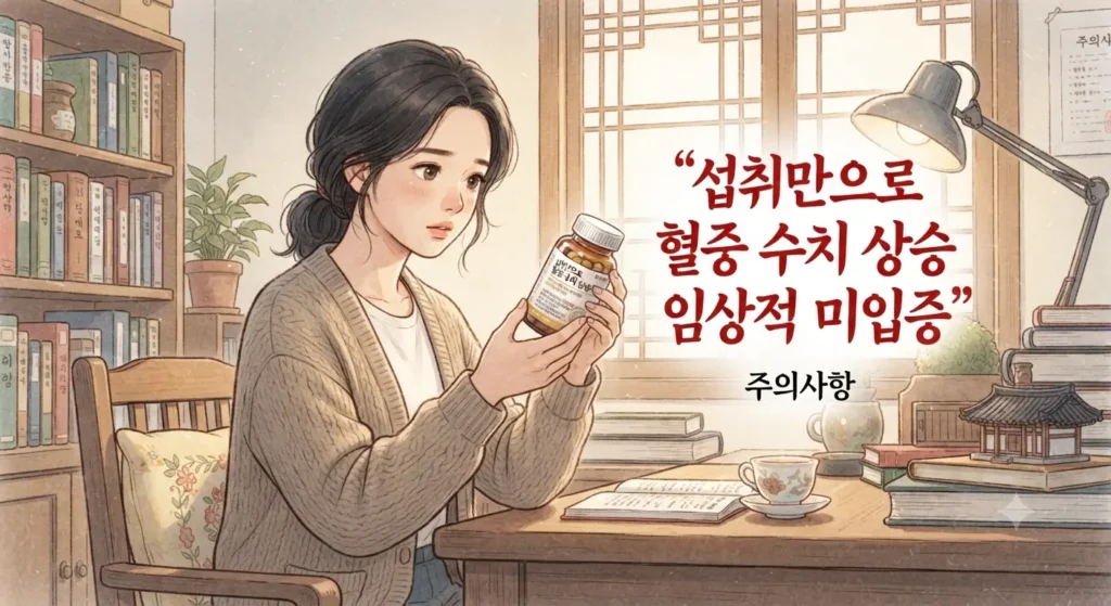 알부민 효능 영양제 섭취의 임상적 한계를 정확히 알아야 한다는 내용을 보여주는 지브리풍 일러스트