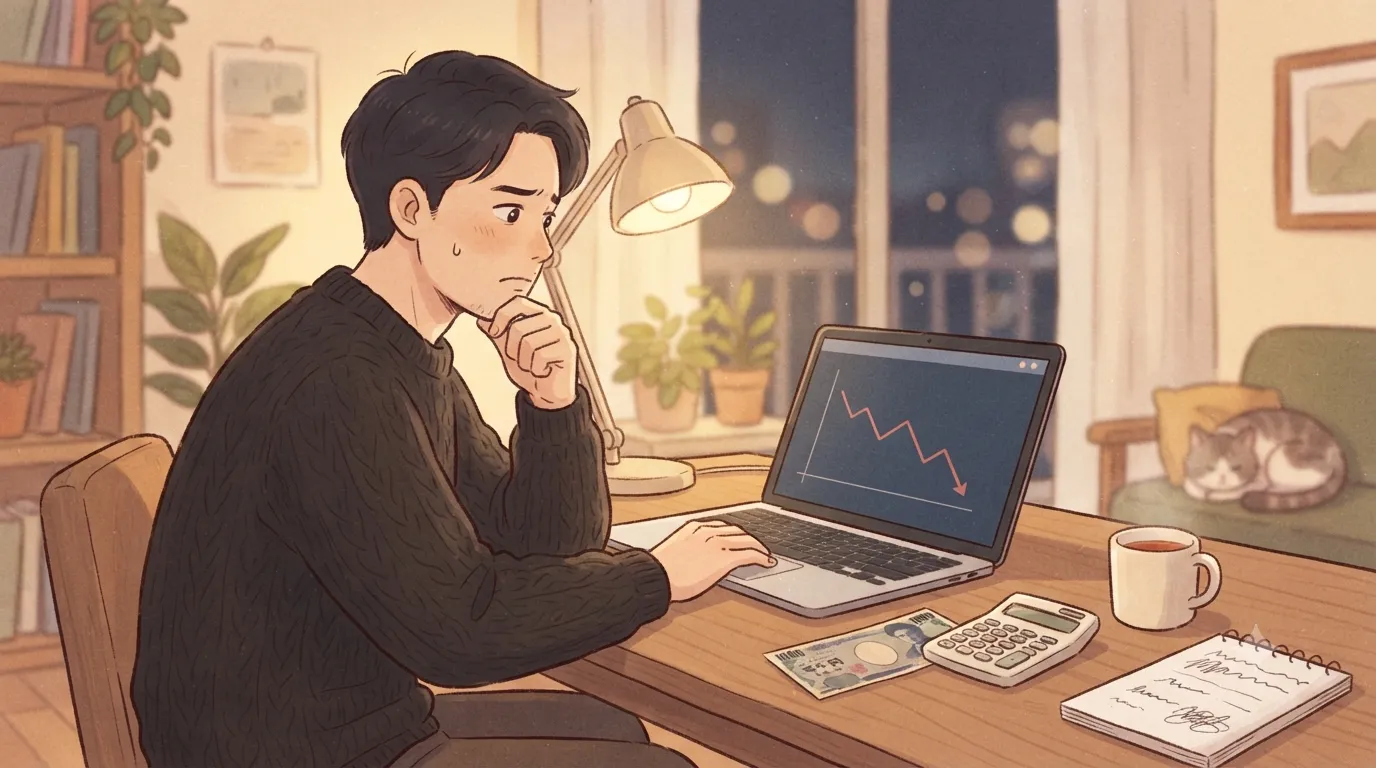 엔캐리 청산 신호를 확인하려 차트를 살펴보는 개인투자자의 모습